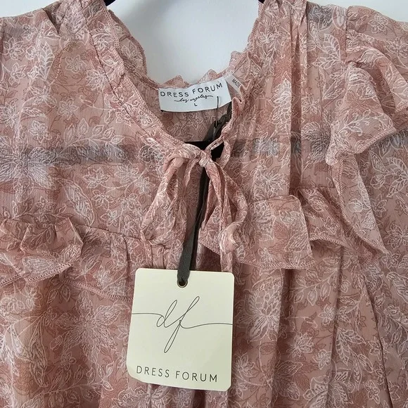 Anthropologie Dress Forum Dusty Rose Floral Tiered Boho Maxi Dress Large NWT - Picture 2 of 16